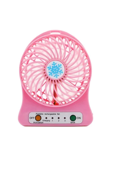 Pazariz Masaüstü Şarjlı Fan Vantilatör (plastik) Pembe ürün görseli 1