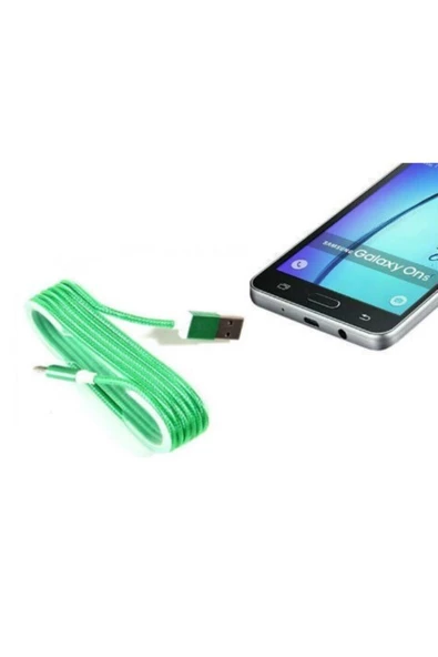 Pazariz Android Örgü Şeklinde Renkli Çelik Şarj Data Kablosu - Yeşi ürün görseli 1