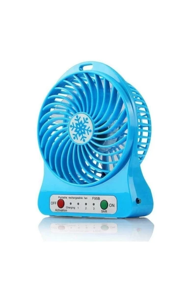 Pazariz 3 Kademeli Şarjlı Masa Üstü Usb Mini Taşınabilir Vantilatör Fan Mavi