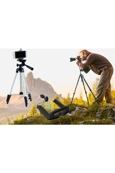 Pazariz Tripod : Telefon Ve Kamera Tutucu Ayak + Telefon Tutucu - Dev Boy