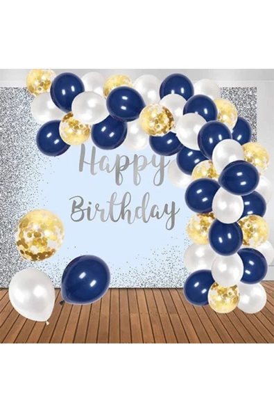 Pazariz Lacivert Beyaz Zincir Balon Seti ürün görseli