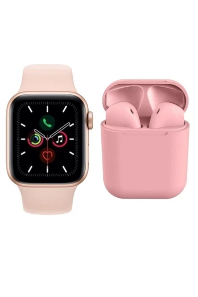 Pazariz T500 Smart Watch  12  Pembe Tws Kablosuz Kulaklık