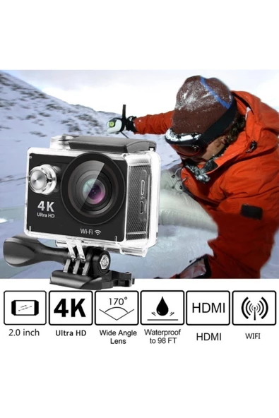 Pazariz Ks-504 Authentic H9 4k Ultra Hd Wifi 2inç Aksiyon Kamera - 2
