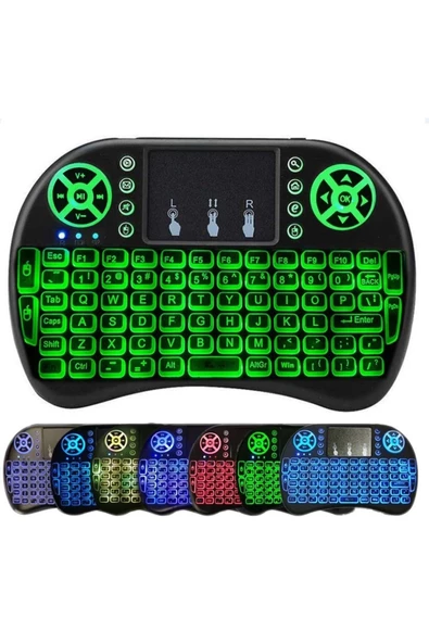 Pazariz ® Işıklı Kablosuz Şarjlı Mini Klavye Mouse Tv-tablet-xbox - Resim 3