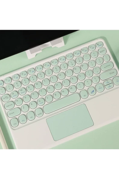Pazariz ® Kablosuz Q Klavye Taşınabilir Bilgisayar Tablet Telefon Akıllı Tv Bluetooth Yeşil - Resim 3