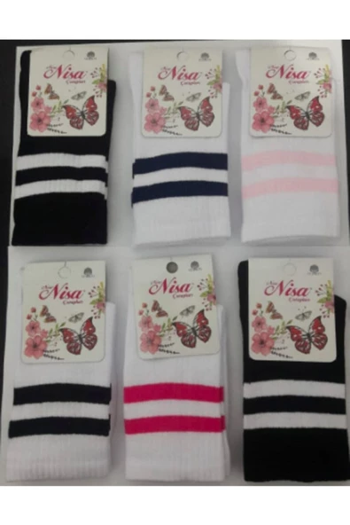 Pazariz Kadın Soket Çorap Çizgili 6 Lı ürün görseli 1