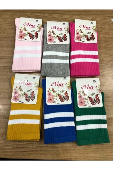 Pazariz Kadın Çorap Çizgili Soket 6 'lı ürün görseli 1