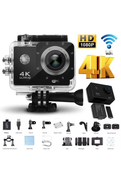 Pazariz 4k Ultra Hd 170 Derece Wifi Aksiyon Kamera Araç Vantuz Hediyeli - 2
