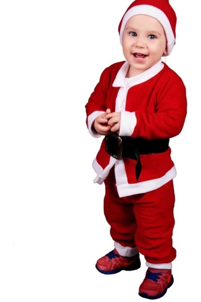 Pazariz Bebelop Unisex Kırmızı Bebek Noel Baba Şapkalı Yılbaşı Takımı