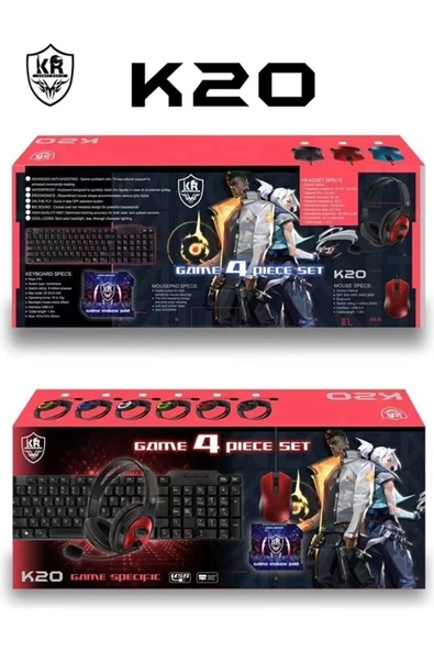 Pazariz ® K20 Oyuncu Gamer Seti Klavye + Mouse + Kulaklık + Mouse Pad 4in1 Set uyumlu - Resim 2