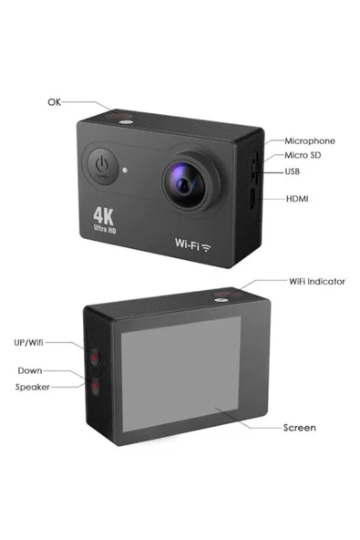 Pazariz Ks-504 Authentic H9 4k Ultra Hd Wifi 2inç Aksiyon Kamera - 3