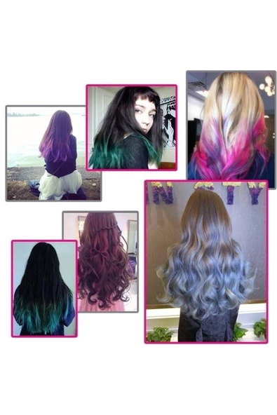Pazariz Rengarenk Saç Boyama Tebeşiri - Mini Taraklı Konsept Saç Boyama Seti Hair Chalk Koyu Mavi - 3