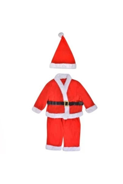 Pazariz Yılbaşı Özel 9-12 Yaş Erkek Çocuk Noel Baba Elbisesi Sakal Hediye