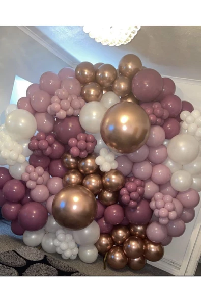 Pazariz Krom Bronz Yaban Çileği Toz Pembe Ve Beyaz Balon Zinciri 100 Adet ürün görseli