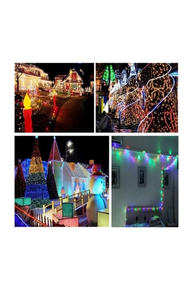 Pazariz 10 Mt 100 Led Işık Renkli Noel Yılbaşı Agaç Süsleme Led Süs 9 Fon ürün görseli 1