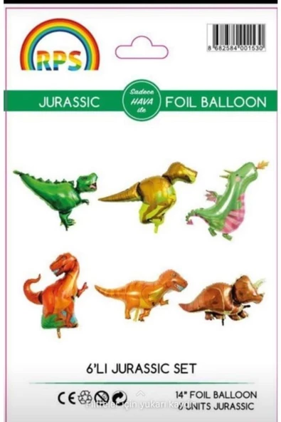 Pazariz Dinazor Folyo Balon Set 6 Lı ürün görseli