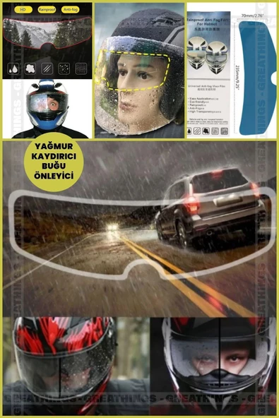 Pazariz Kask Vizör Yağmur Kaydırıcı Buğu Önleyici Film Su Kaydırıcı Kask Ön Cam Film Pinlock - 2
