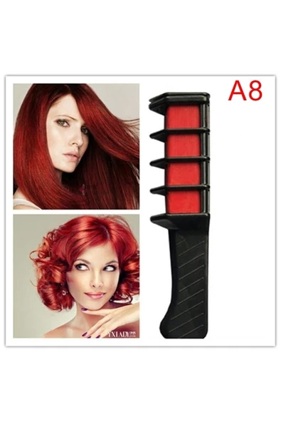 Pazariz Rengarenk Saç Boyama Tebeşiri - Mini Taraklı Konsept Saç Boyama Seti Hair Chalk Kırmızı - 2