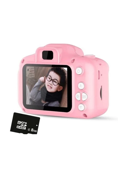 Pazariz Mini 1080p Çocuklar Için Dijital Fotoğraf Makinesi-oyun,video,filtre-son Versiyon 8 Gb Sd Ka