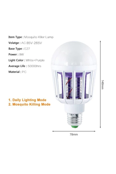 Pazariz A Sınıfı 2si 1 Arada Sinek Öldürücü Tasarruflu Led Ampül 15 Watt - Resim 3