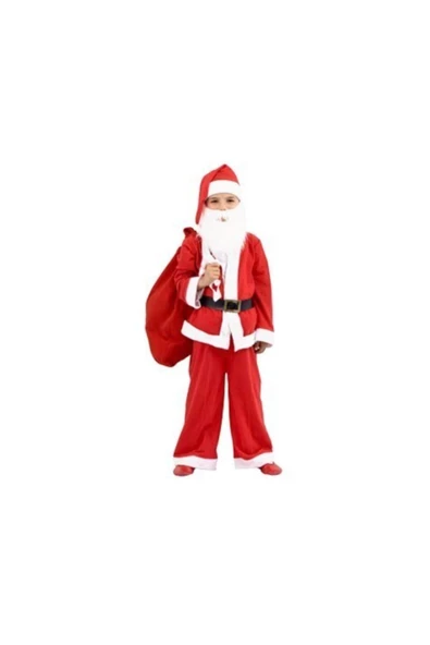 Pazariz Yılbaşı Özel 3-6 Yaş Erkek Çocuk Noel Baba Elbisesi Sakal Hediye