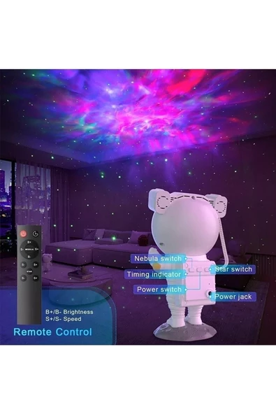 Pazariz Astronot Projector Gece Lambası Nebula Ve Samanyolu Projeksiyon Gece Lambası - Resim 2
