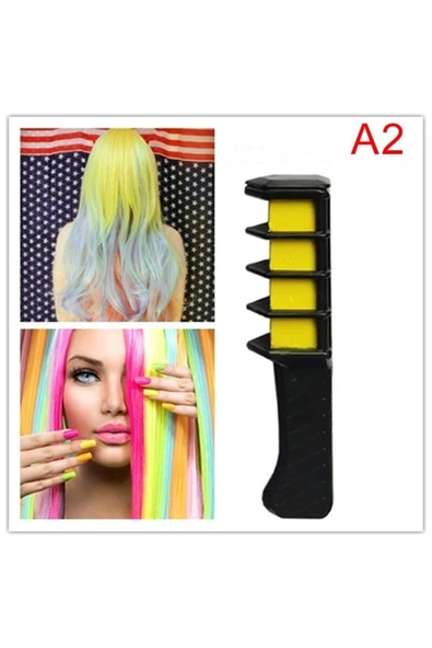 Pazariz Rengarenk Saç Boyama Tebeşiri - Mini Taraklı Konsept Saç Boyama Seti Hair Chalk Sarı - 2