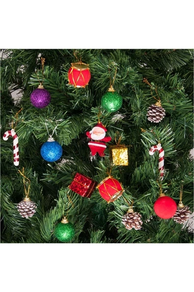 Pazariz Pazarız Yılbaşı Seti 60 Cm Çam Ağaçı 41 Ad Süsleri Midi Paket ürün görseli 1