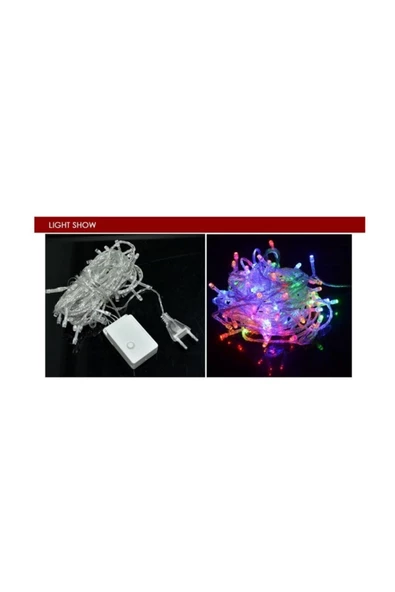 Pazariz 10 Mt 100 Led Işık Renkli Noel Yılbaşı Agaç Süsleme Led Süs 9 Fon - Resim 2