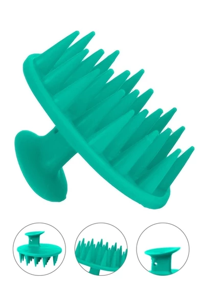 Pazariz Yumuşak Silikon Uçlu Saç Derisi Masaj Tarağı Aleti Saç Yıkama Tarağı Fırçası - Resim 3