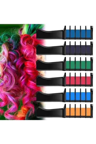 Pazariz Rengarenk Saç Boyama Tebeşiri - Mini Taraklı Konsept Saç Boyama Seti Hair Chalk Mor - 3