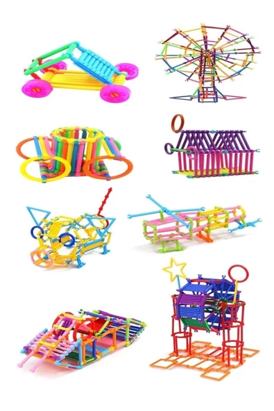 Pazariz 120 Parça Geometrik Çubuklar Bloklar Yapboz Puzzle Bultak Zeka Renk Algı Gelişim Eğitici Oyuncak - 3