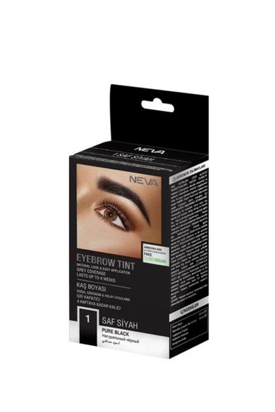 Pazariz Neva Eyebrow Tint Kaş Boyası Seti 1.0 Saf Siyah %100 Vegan