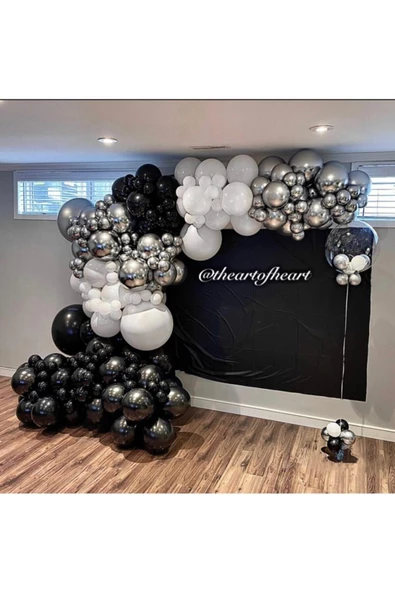Pazariz Krom Siyah Krom Gümüş Ve Beyaz Balon Zinciri 100 Adet ürün görseli 1