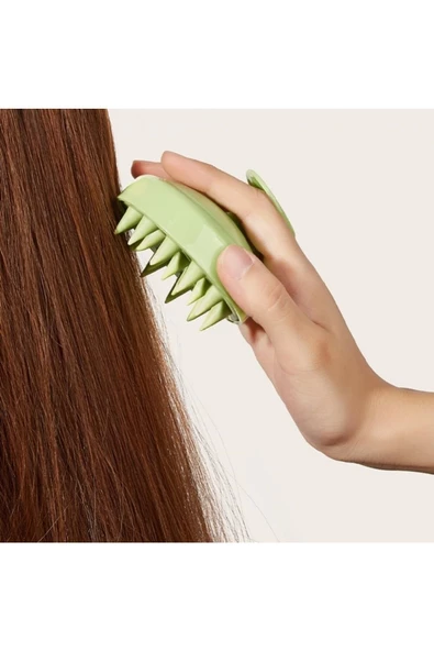 Pazariz Yumuşak Silikon Uçlu Saç Derisi Masaj Tarağı Aleti Saç Yıkama Tarağı Fırçası - Resim 2