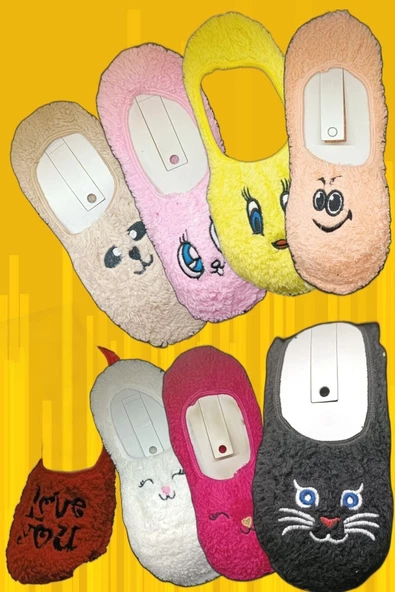 Pazariz Kadın Renkli Peluş Babet Patik Çorap Wellsoft Uyku Çorabı Yumuşak ürün görseli 1