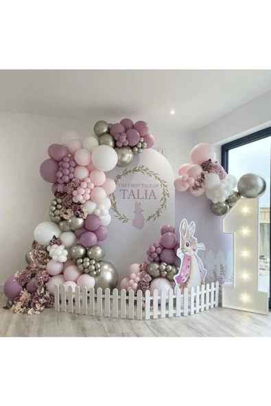 Pazariz Krom Beyaz Altın Toz Pembe Makaron Pembe Ve Beyaz Balon Zinciri 100 Adet ürün görseli