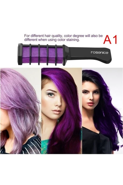 Pazariz Rengarenk Saç Boyama Tebeşiri - Mini Taraklı Konsept Saç Boyama Seti Hair Chalk Mor - 2