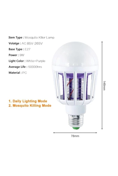 Pazariz 2si 1 Arada Sinek Öldürücü Led Ampul 15 Watt - Resim 3