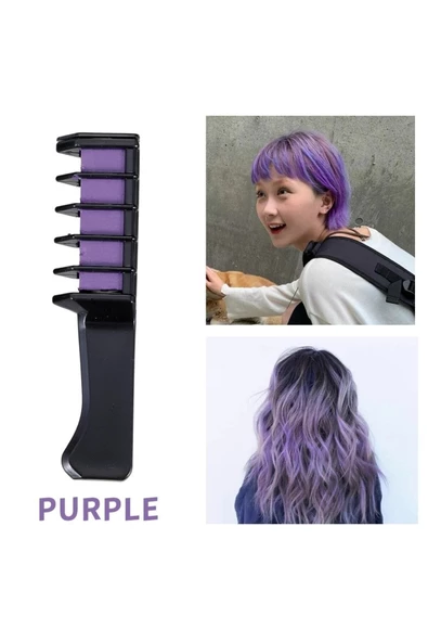 Pazariz Rengarenk Saç Boyama Tebeşiri - Mini Taraklı Konsept Saç Boyama Seti Hair Chalk Mor