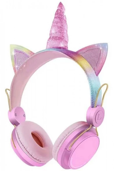Pazariz Yeni Nesil Kablosuz Sevimli Unicorn Kız Çocuk Kulaklığı Wirelles Bluetooth Mavi