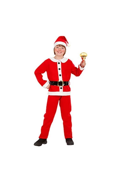 Pazariz Unisex Çocuk Kırmızı Noel Baba Kostümü