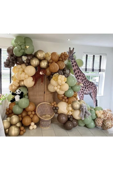 Pazariz Krom Gold Küf Yeşili Karamel Kahverengi Sütlü Kahve Balon Zinciri 50 Adet