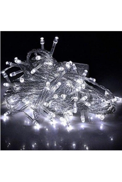 Pazariz 10 Metre 100 Ledli Dekoratif Beyaz Peri Led Yılbaşı Ağaç Süsü ( 220v ) ürün görseli 1