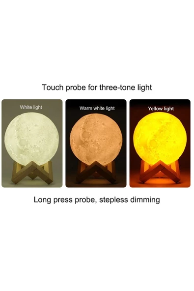Pazariz 3d Ay Işığı Standlı Dekoratif Lamba 880ml Oda Hava Nemlendirici Buhar Makinesi Koku Giderici - 3
