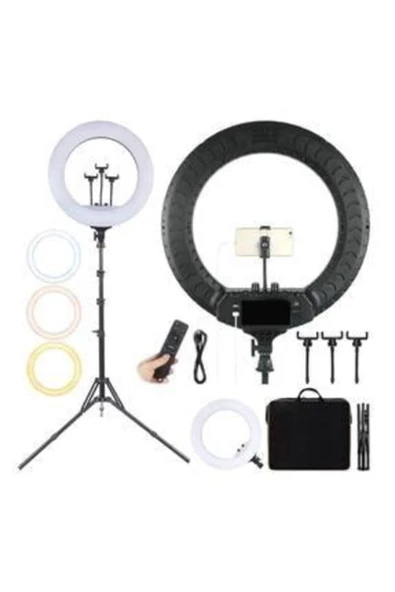 Pazariz Büyük Boy Ring Light Makyaj Güzellik 5500k 48w Kuaför Kit Çantalı Ve Kumandalı 18 Inç Işık