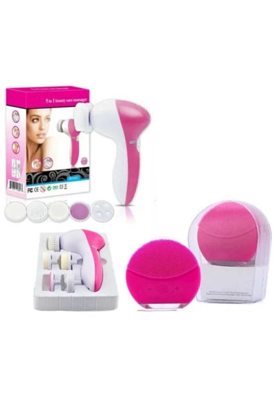 Pazariz Cilt Temizleme Cihazı + 5 In 1 Yüz Temizleme Cilt Temizleme Aleti Ikili Set