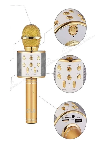 Pazariz Şarj Edilebilir Telefon Ve Usb Bağlantılı Karaoke Mikrofon (gold)