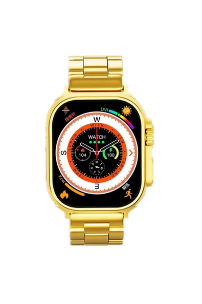 Pazariz X8 Ultra Akıllı Saat Pusula Vücut Sıcaklık NFC Gold Kordon Hediye 2023 Versiyon Watch 8