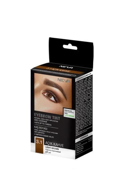 Pazariz Neva Eyebrow Tint Kaş Boyası Seti 3.1 Açık Kahve %100 Vegan